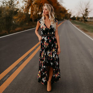 dresses Summer Floral Flower black